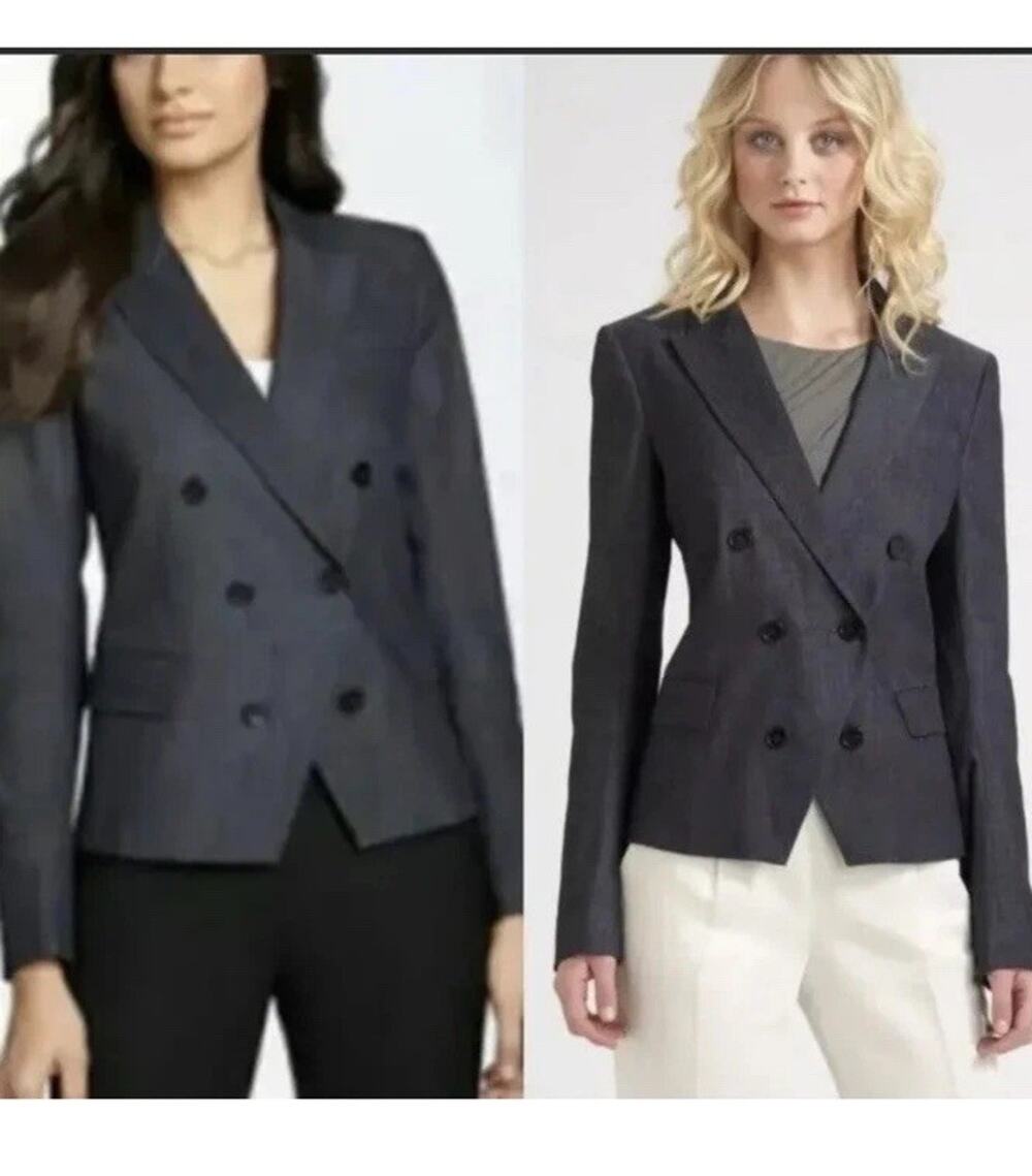 Theory Darlin Turning Indigo Blue Double Breasted Single Button Blazer Jacket 12